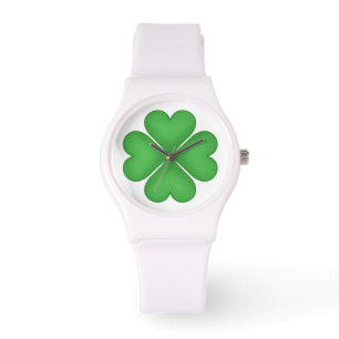 Montre Coeur vert Shamrock en forme de quatre feuilles