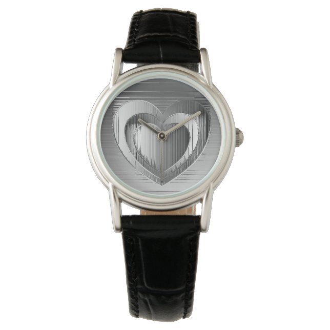 Montre Coeurs chromés polis (devant)