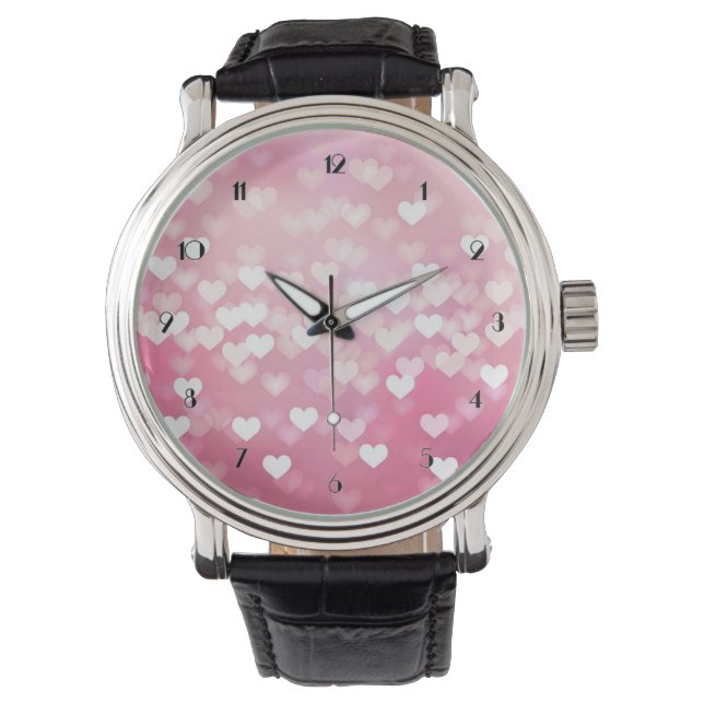 Montre Coeurs étincelants rose Motif Montre-poignet (devant)