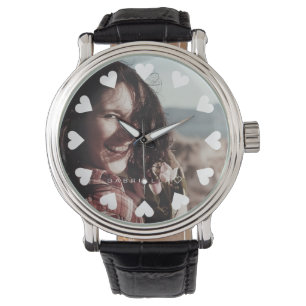 Montre Coeurs mignons Nom personnalisé Modèle photo