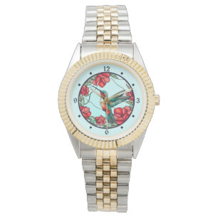 Montre Colibri à fleurs rouges