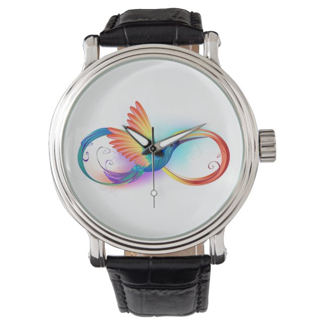 Montre Colibri arc-en-ciel avec symbole Infinity (devant)