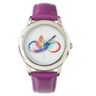 Montre Colibri arc-en-ciel avec symbole Infinity