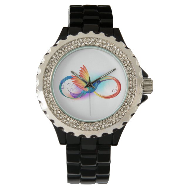 Montre Colibri arc-en-ciel avec symbole Infinity (devant)