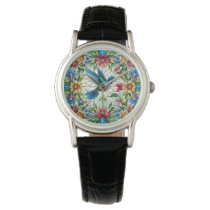 Montre Colibri gracieux avec effet de verre tendu