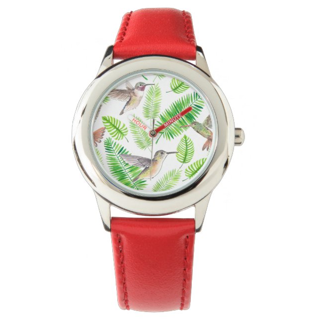 Montre Colibris et feuilles tropicaux (devant)