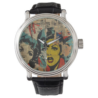 Montre Collage d'Art Pop Rétro
