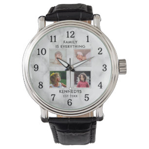 Montre Collage de photos 4 personnalisées Nom de famille 