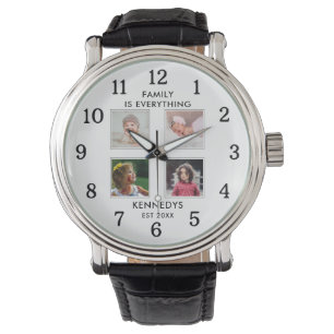 Montre Collage de photos 4 personnalisées Nom de famille