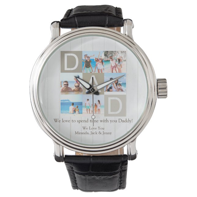 Montre Collage photo de Fête des pères rustique (devant)