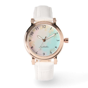 Montre Collection Luxe Moderne Rose Pâle Menthe Douce Or