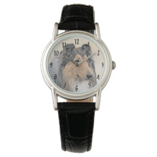 Montre Collie (Rough) Peinture - Cute Original Chien Art