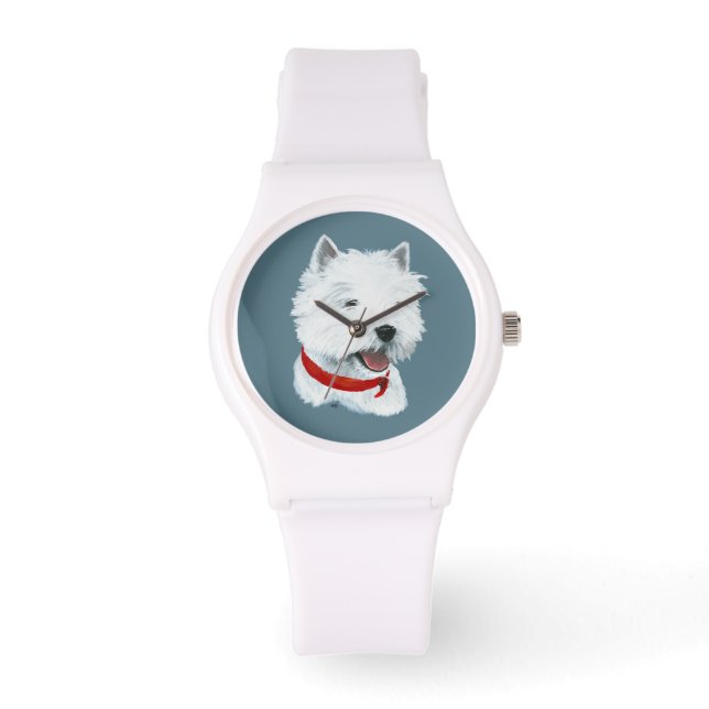 Montre Collier rouge de Westie (Recto)