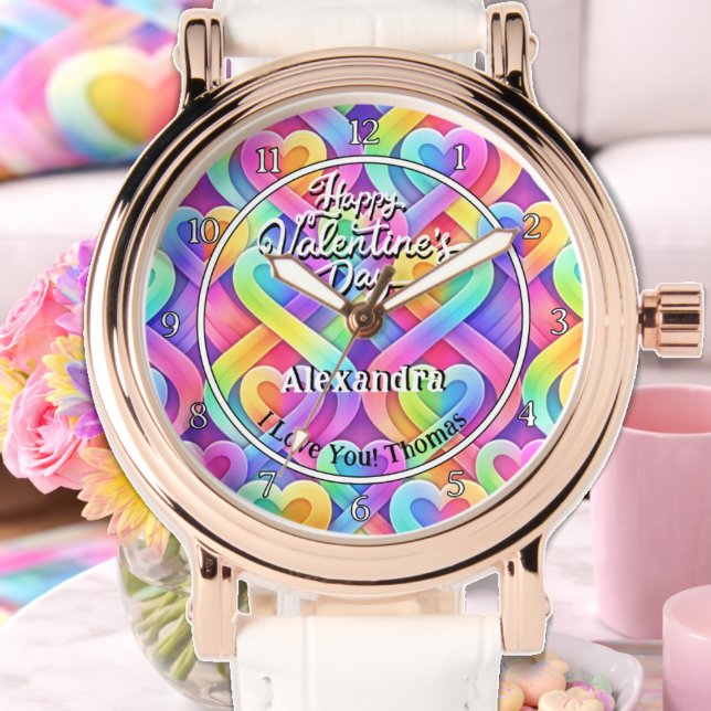 Montre Colorful Modern Hearts Personalized Valentines Day (Créateur téléchargé)
