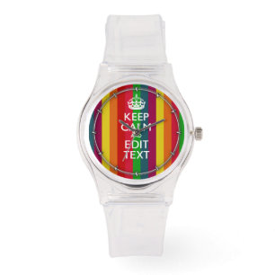 Montre Colorful Rainbow Keep Calm And Your Text Customize