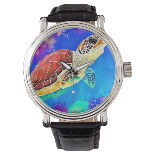 Montre Colorful sea turtle underwater swimming (devant)