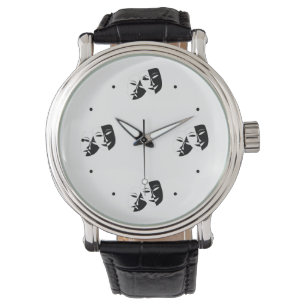 Montre Comédie Tragédie Masque de théâtre noir et blanc