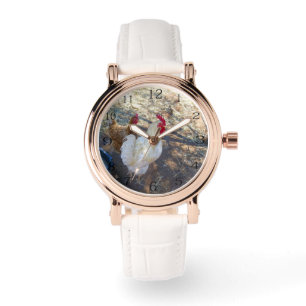 Montre Compagnons de plumes : Coq blanc et Sa Hen