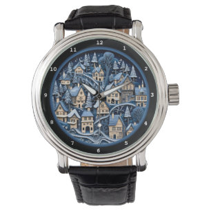 Montre Conception Artistique de Village d'Hiver Nostalgiq