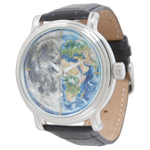 Montre Conception céleste de galaxie à l'aquarelle Terre 