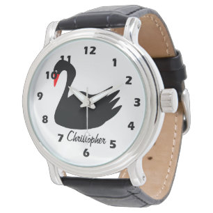Montre Conception Cygne Noir Personnalisée