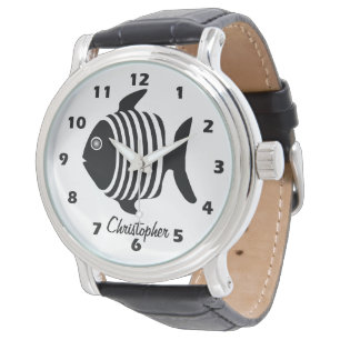 Montre Conception d'ange de poisson noir et blanc personn