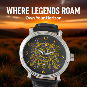 Montre Conception de bison avec plumes et Motifs géométri