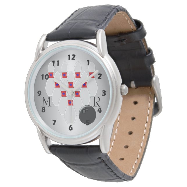 Montre Conception de bol à dix broches Monogramme (Incliné)