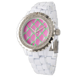 Montre Conception de diamant en rose et vert