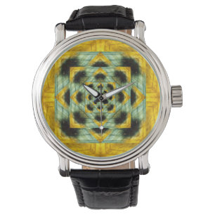 Montre Conception de fractale de pierre gemme de