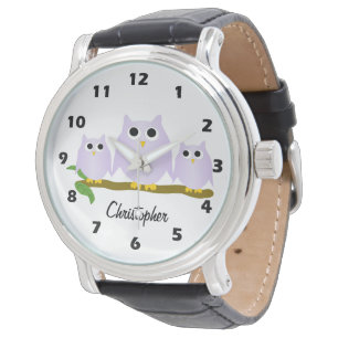 Montre Conception de hibou lilas personnalisée