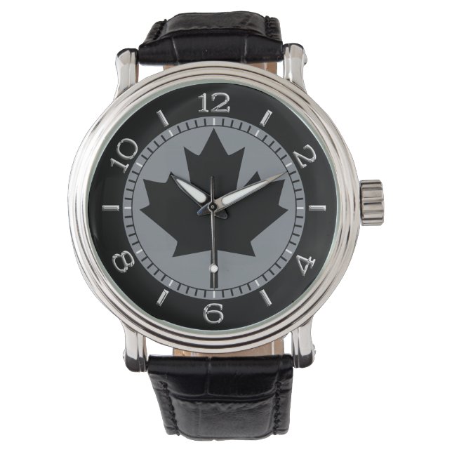 Montre Conception de la feuille d'érable noire canadienne (devant)