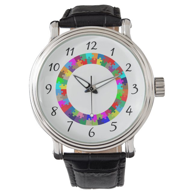 Montre Conception de puzzle colorée  (devant)