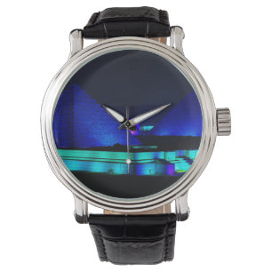 Montre Conception de pyramides bleues 