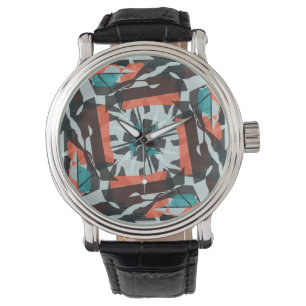 Montre Conception de tuiles tournantes en orange, noir et