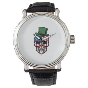 Montre Conception de vecteur de drapeau de crâne de trèfl