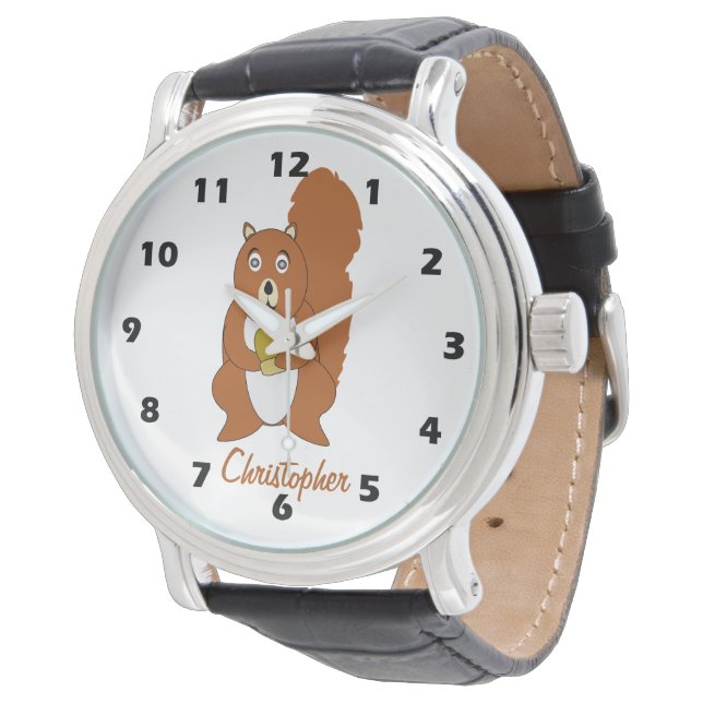 Montre Conception d'écureuil rouge personnalisée (Incliné)