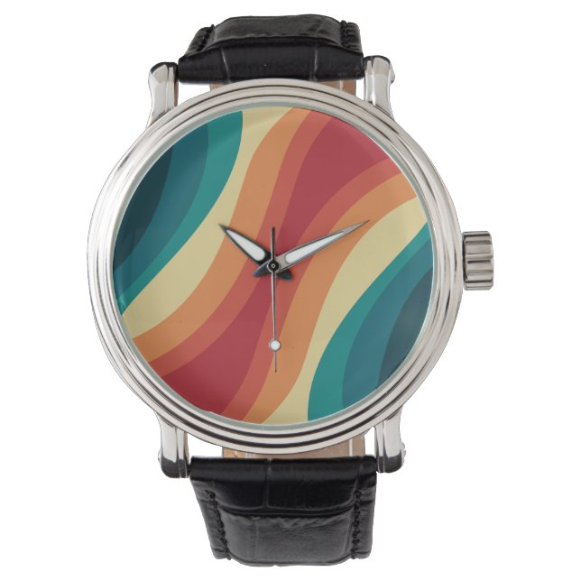 Montre Conception d'ondes de style rétro multicolore (devant)