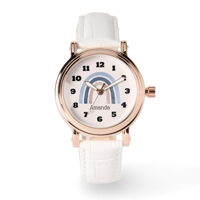 Montre Conception du Boho bleu et arc-en-ciel de pêche (Recto)