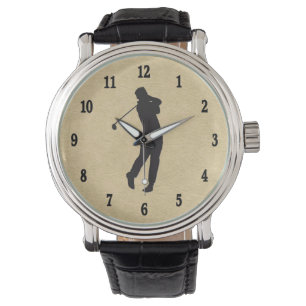 Montre Conception du golf en cuir tan
