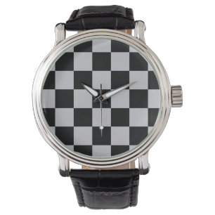 Montre Conception du Motif du vérificateur gris cendré