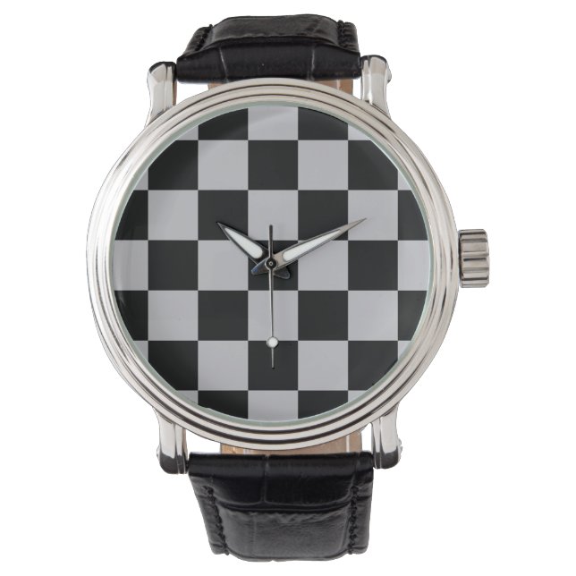 Montre Conception du Motif du vérificateur gris cendré (devant)
