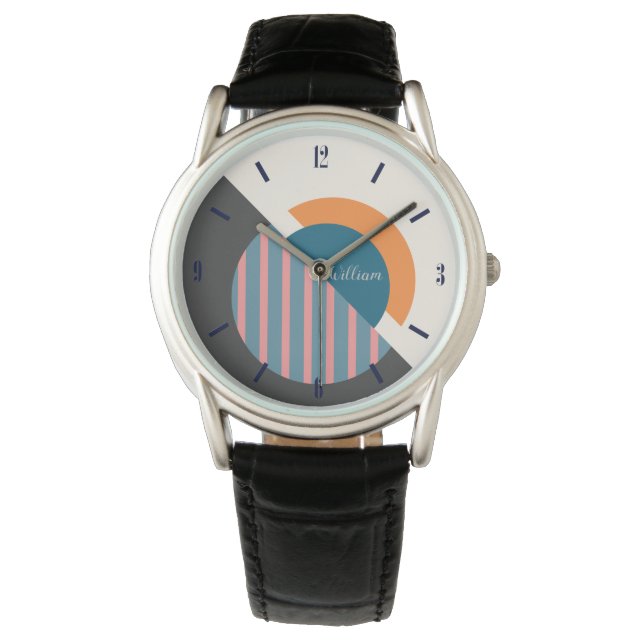 Montre Conception géométrique minimale avec nom personnal (devant)