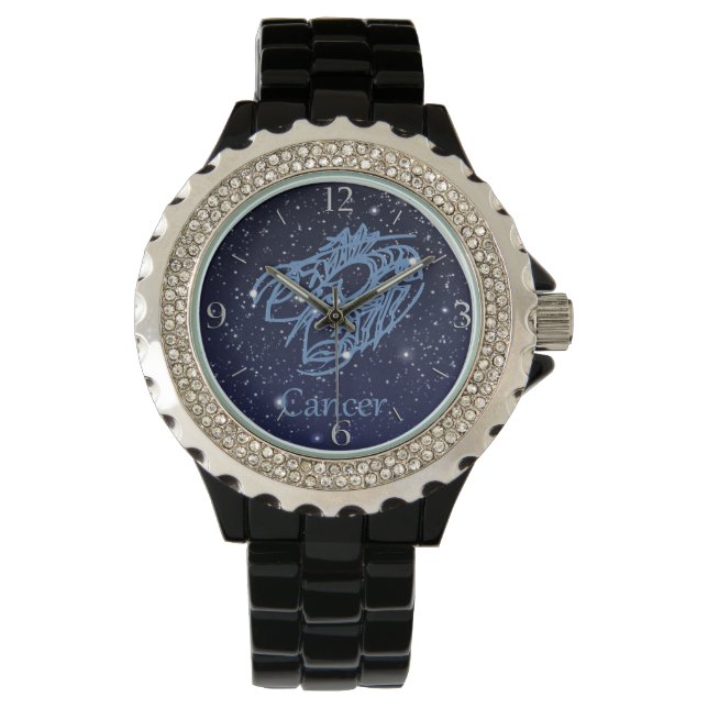 Montre Constellation du cancer et signe zodiaque avec éto (devant)