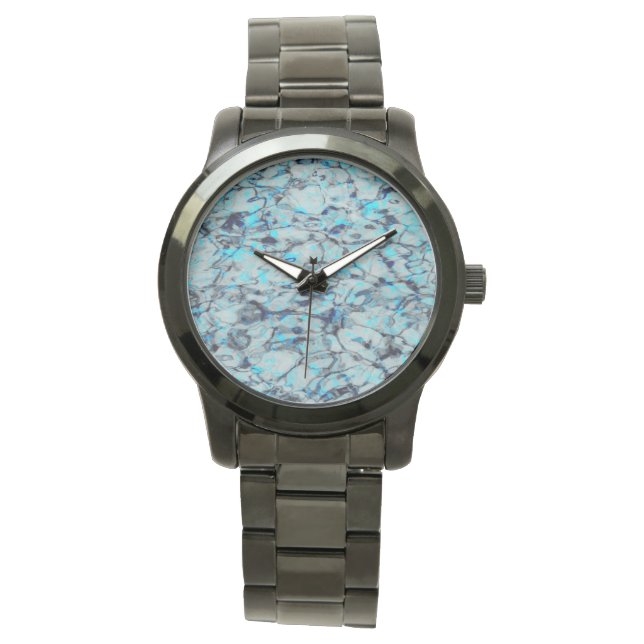 Montre Cool, art numérique moderne d'aquarelle bleue (devant)