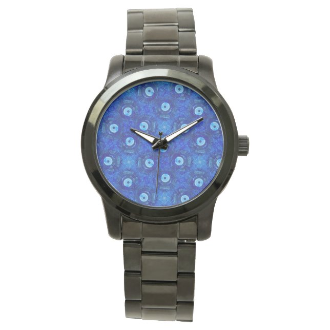 Montre Cool, art numérique moderne de bleu mauvais oeil m (devant)