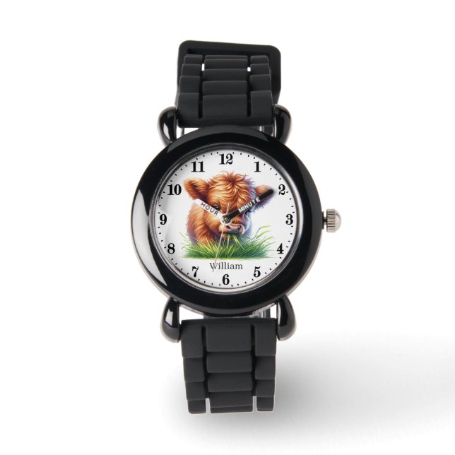Montre Cool boys highland cow ajouter nom (Recto)