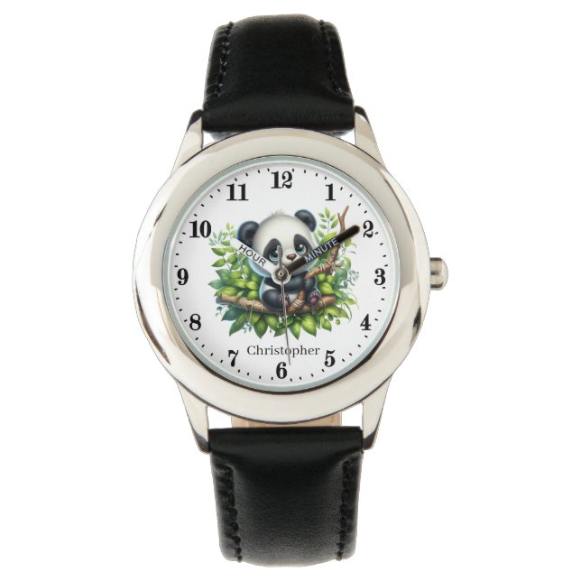 Montre Cool boys panda bear amoureux ajouter nom (devant)