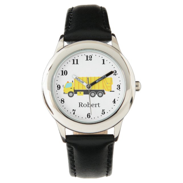 Montre Cool enfants camion à ordures ajouter nom (devant)