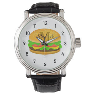 Montre Cool et amusant yummy burger Monogramme et numéros